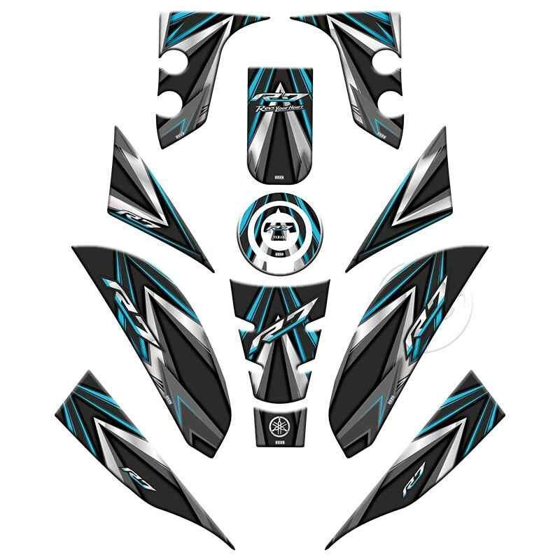 Yamaha R7 2021 - 2024 Uyumlu Full Tank Pad Set 005