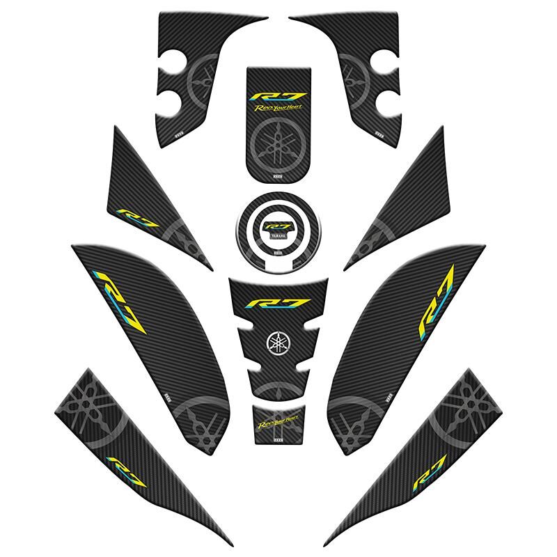Yamaha R7 2021 - 2024 Uyumlu Full Tank Pad Set 007