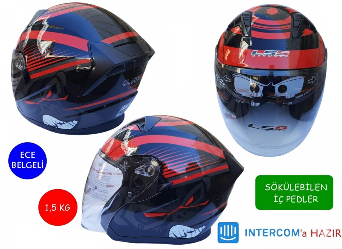 Kask Lss Çenesiz Vizörlü Parlak Siyah (C) Xxl Beden