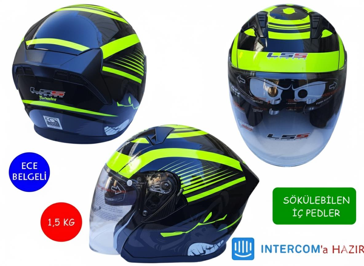 Kask Lss Çenesiz Vizörlü Parlak Siyah (E) Xl Beden