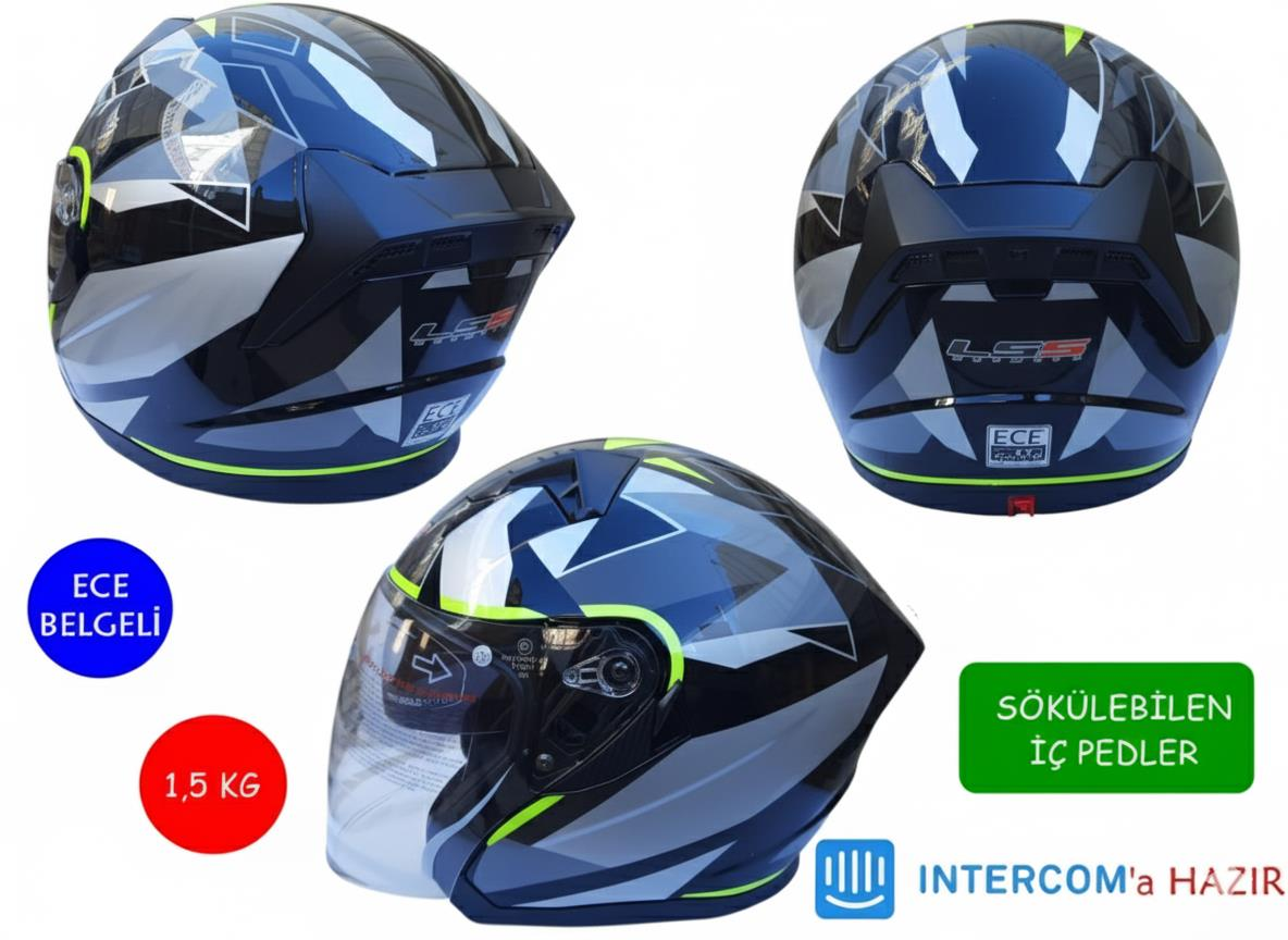 Kask Lss Çenesiz Vizörlü Parlak Siyah (F) Xxl Beden