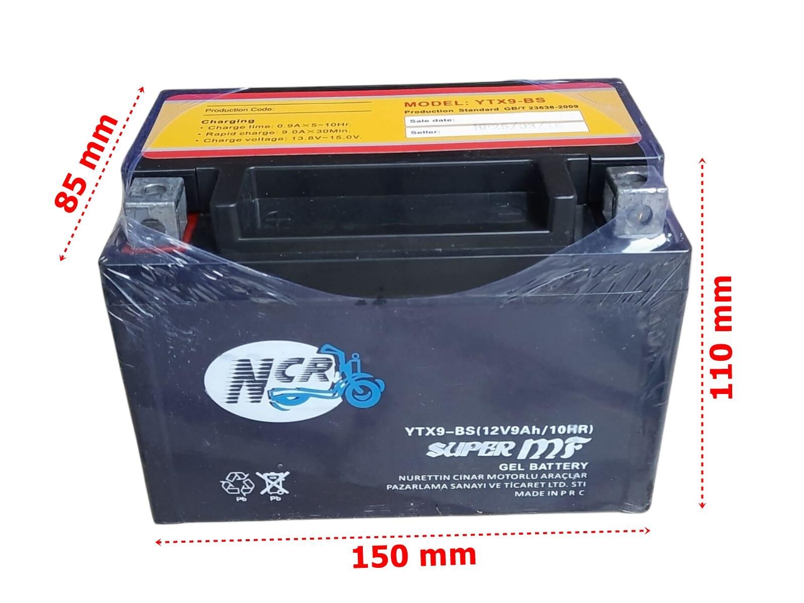 Akü Bs 12V 9Ah Yatık Ncr