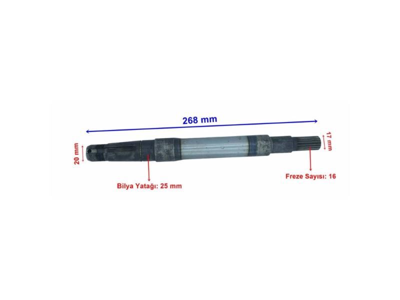 Aks Mili E-Bisiklet/Kamyonet 16 Freze (Kamalı) Kısa Sol 26.8Cm