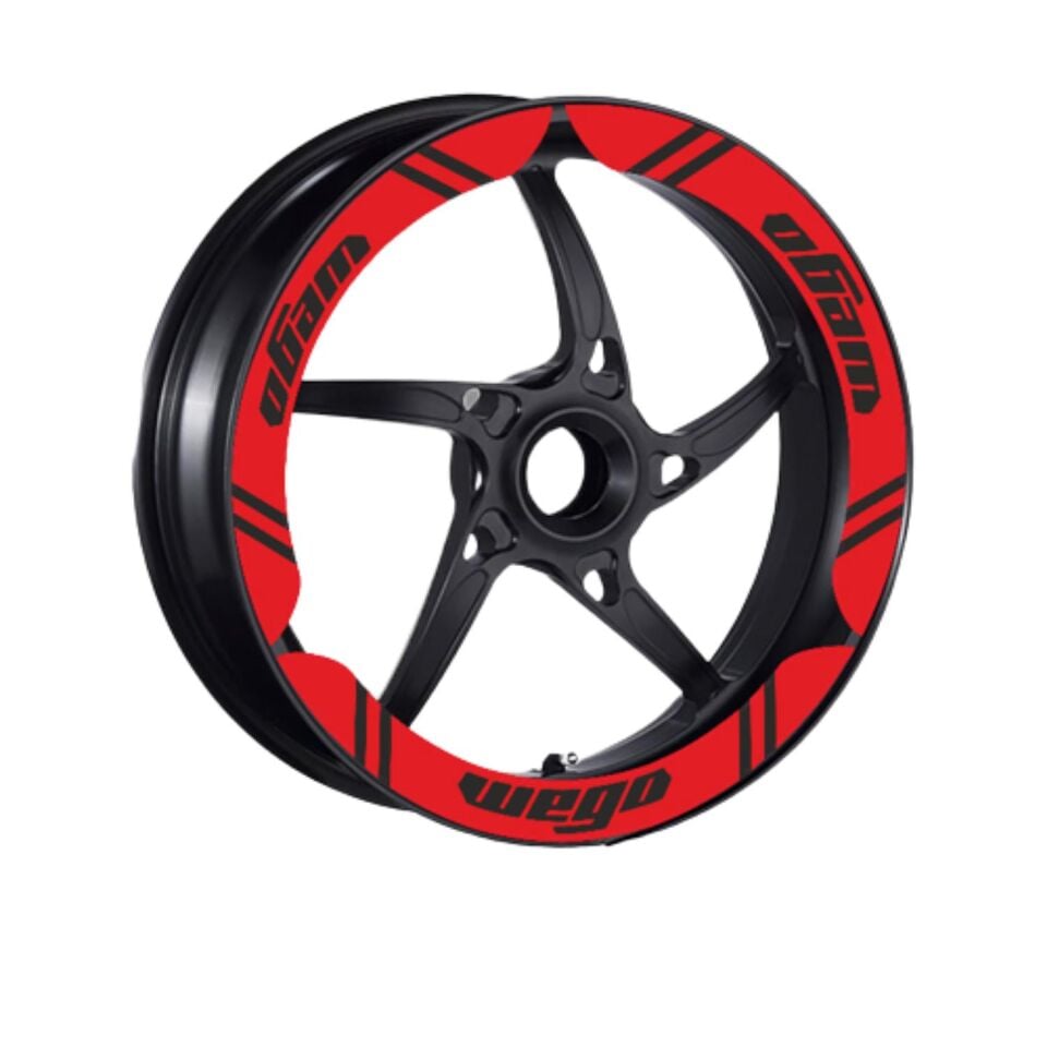 Tvs Wego 110 2012 - 2024 Uyumlu Kırmızı Geniş 1 Set Jant Şeridi
