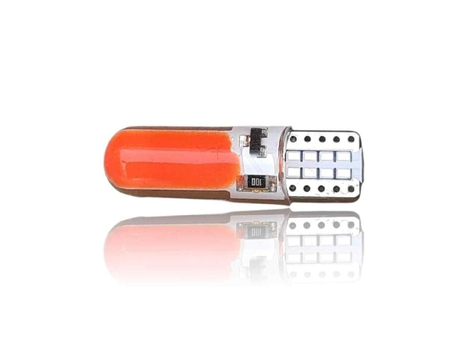 T10 12V Led Ampül Çakar Silikonlu 12 Kırmızı