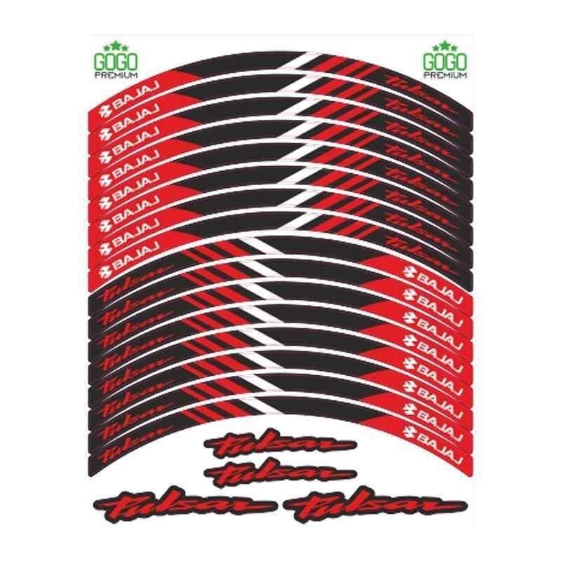 Bajaj Reflektör Kırmızı Baskı Pulsar Uyumlu 1 Set Jant Şeridi