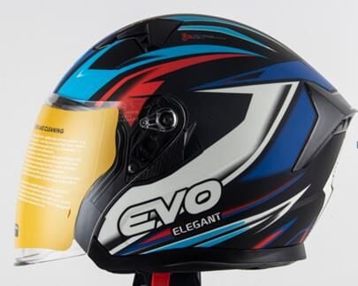 Kask Çenesiz Gözlüklü Evo Kırmızı-Mavi-Siyah 52807 -S-