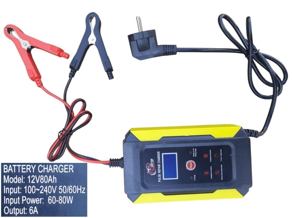 12V 80Ah Tek Akü Şarj Ve Şoklama Cihazı