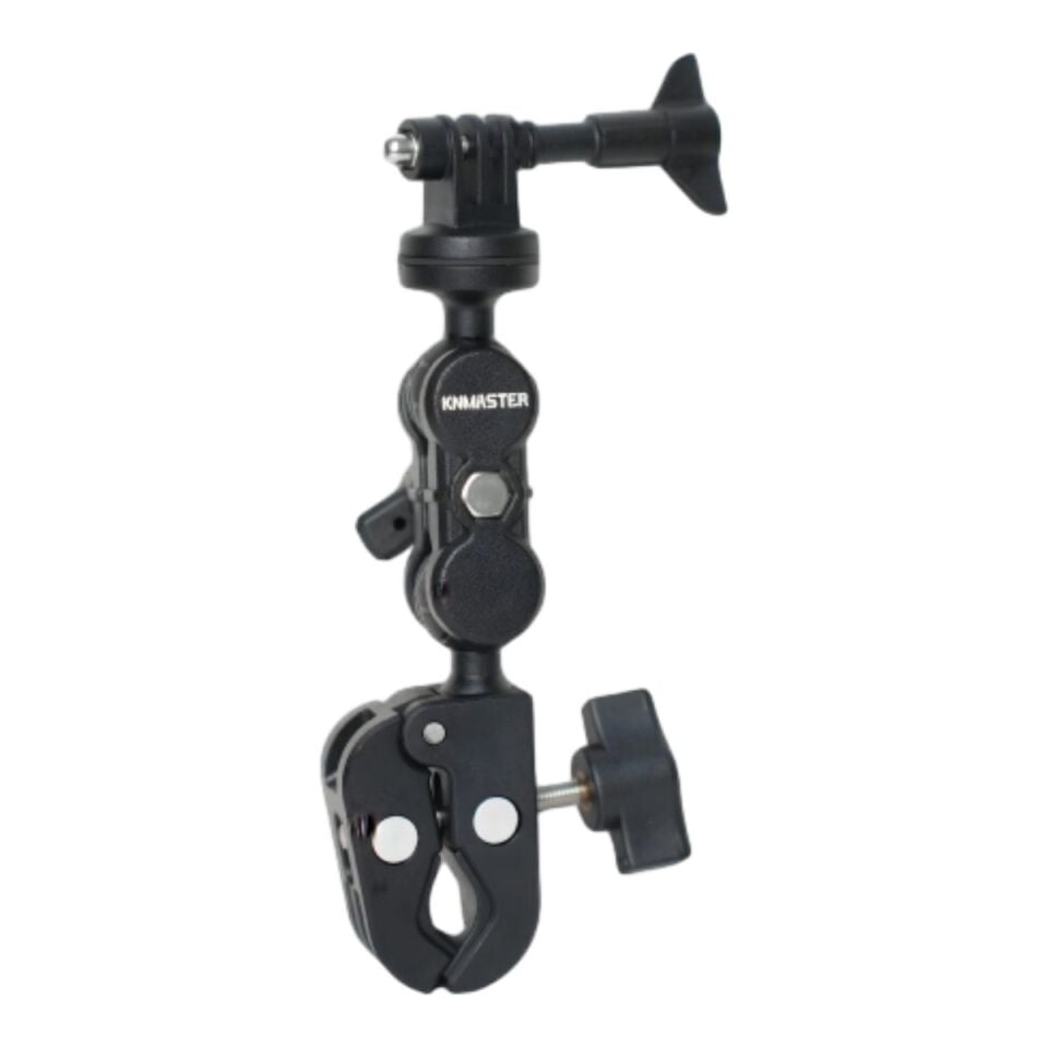 Knmaster Mc-200 – 360°Çift Yengeç Kelepçeli (Double Clamp) Aksiyon Kamera Destek Aparatı (17 Cm)