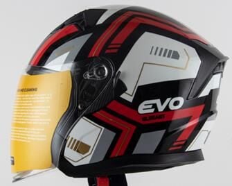 Kask Çenesiz Gözlüklü Evo Kırmızı-Siyah 52809 -M-