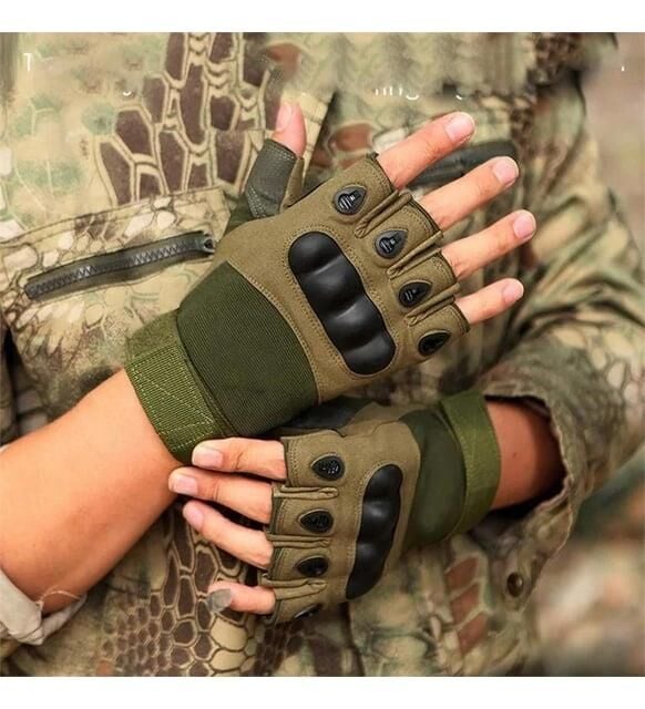 Motorcu/Motosiklet Yarım Kaymaz Yeşil Eldiven