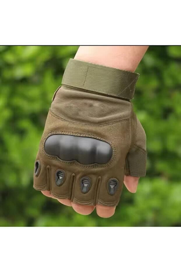 Motorcu/Motosiklet Yarım Kaymaz Yeşil Eldiven