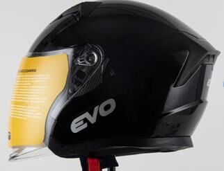 Kask Çenesiz Gözlüklü Evo Parlak Siyah 52802 -L-