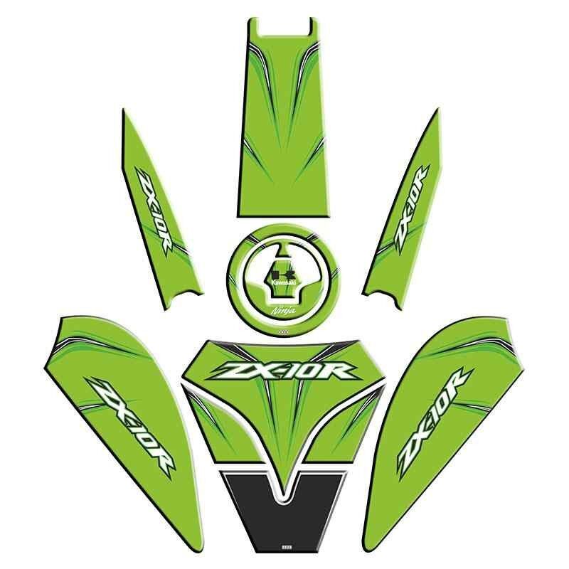 Kawasaki Zx10R Uyumlu Yeşil Tank Pad Set