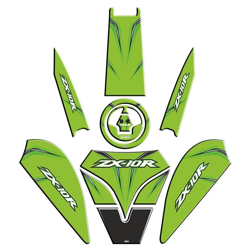 Kawasaki Zx10R Uyumlu Yeşil Tank Pad Set