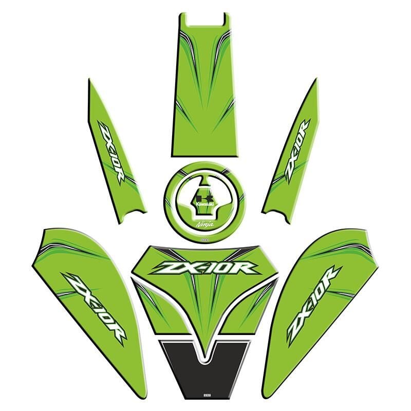 Kawasaki Zx10R Uyumlu Yeşil Tank Pad Set