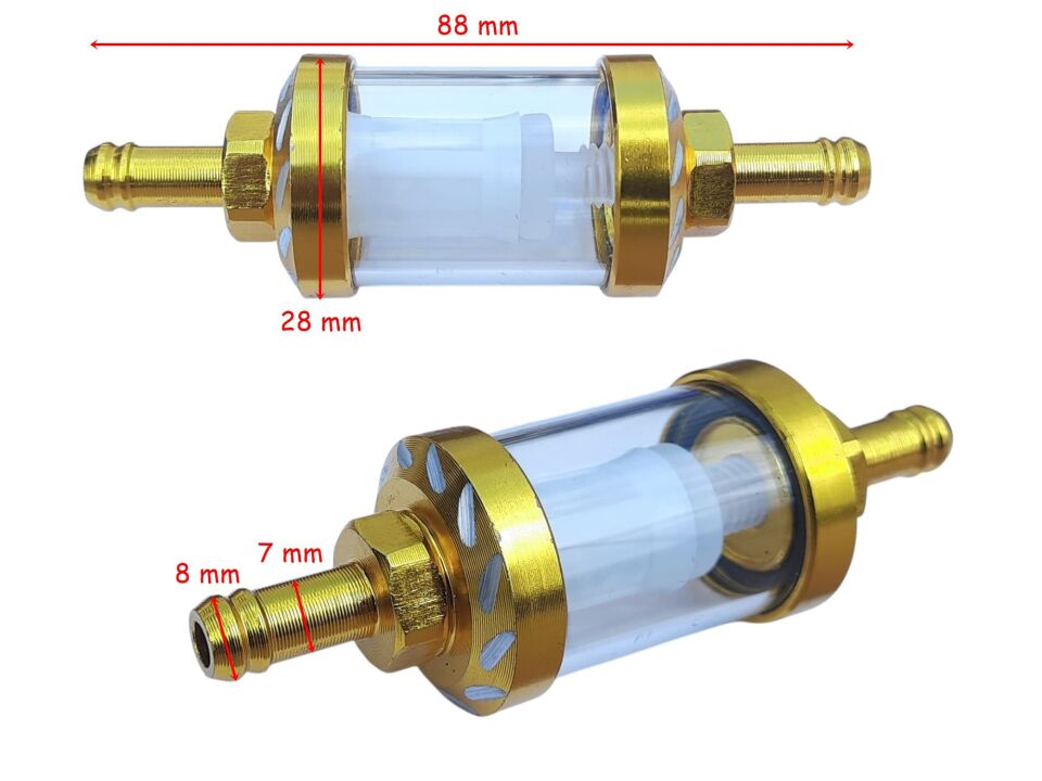 Benzin Ara Süzgeci Cam Alüminyum Gold