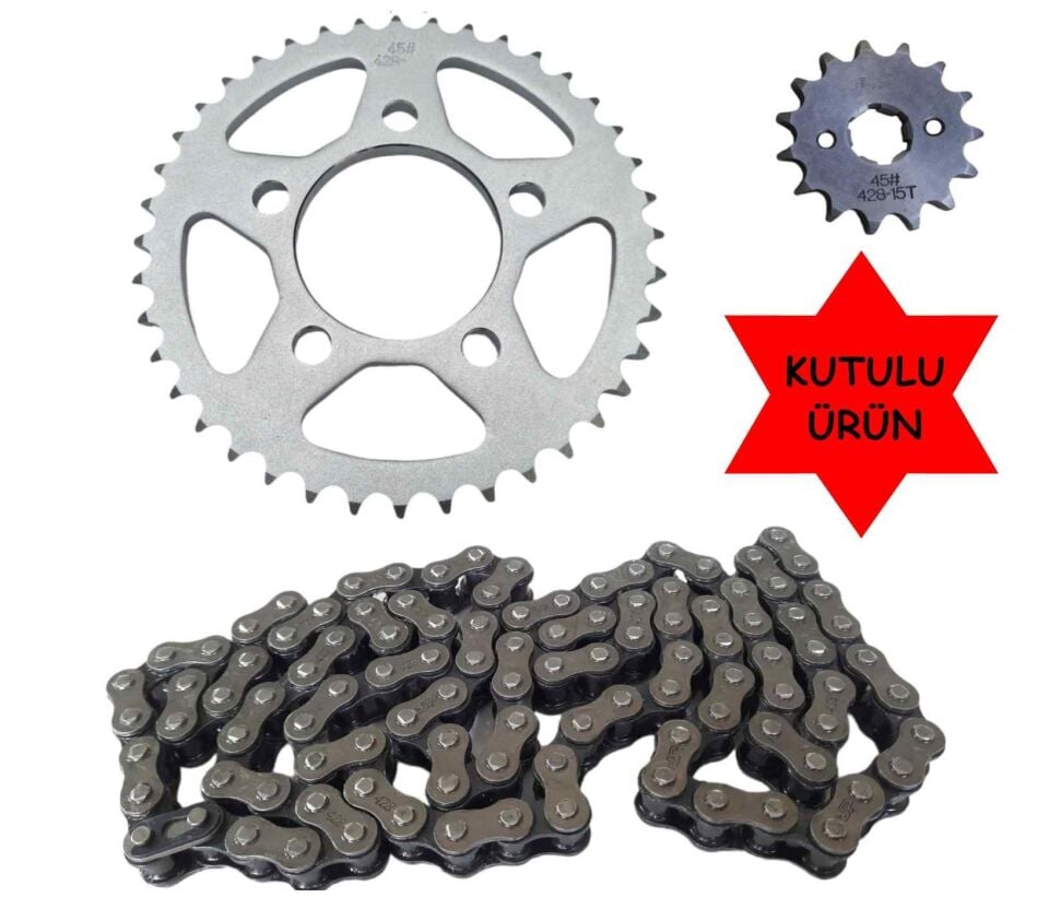 Mondial Drift L Ön-Arka Dişli Zincir Seti 42-15T 428H-120L İth