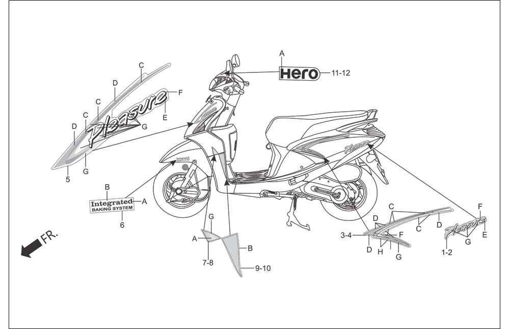 Hero Pleasure (Hr102-Pl) Stiker Arka Govde Sag (Mavi) Orj ResimNo:3