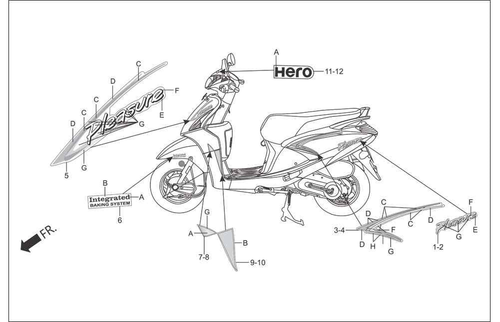 Hero Pleasure (Hr102-Pl) Stiker Arka Govde Sag (Siyah) Orj ResimNo:3