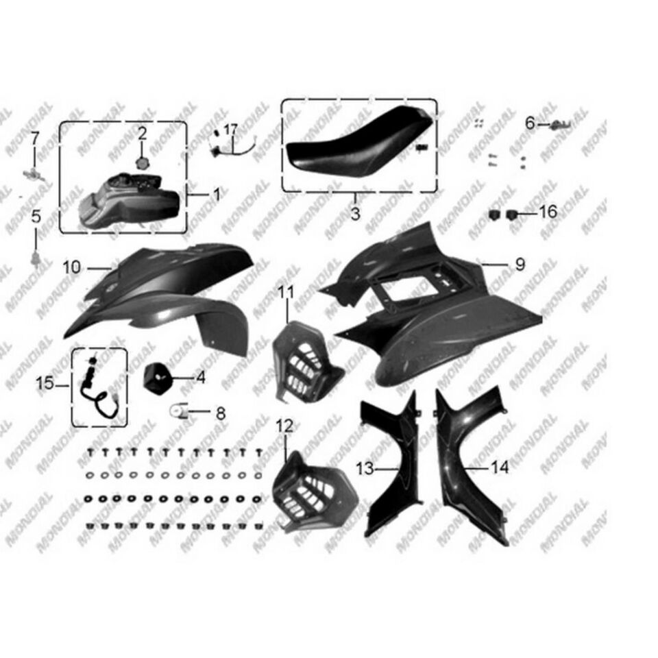 Atv Spider 250 Ön Çamurluk Kırmızı-Siyah Orj