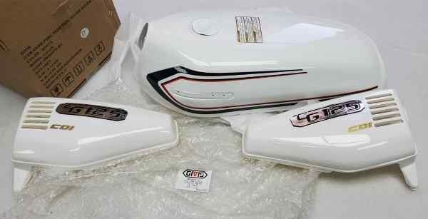 Benzın Depo Kesık + Yan Kapak Set Beyaz Cg125