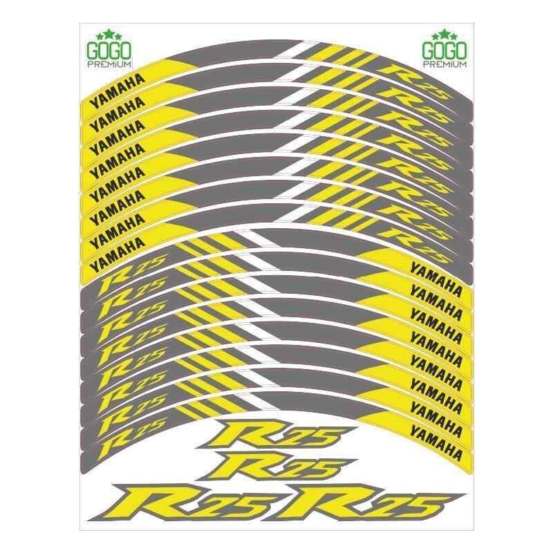 Yamaha Reflektör Sarı Baskı R25 Uyumlu 1 Set Jant Şeridi