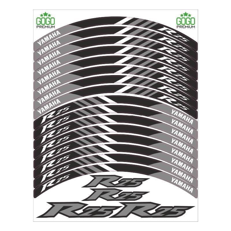 Yamaha Reflektör Gri Baskı R25 Uyumlu 1 Set Jant Şeridi