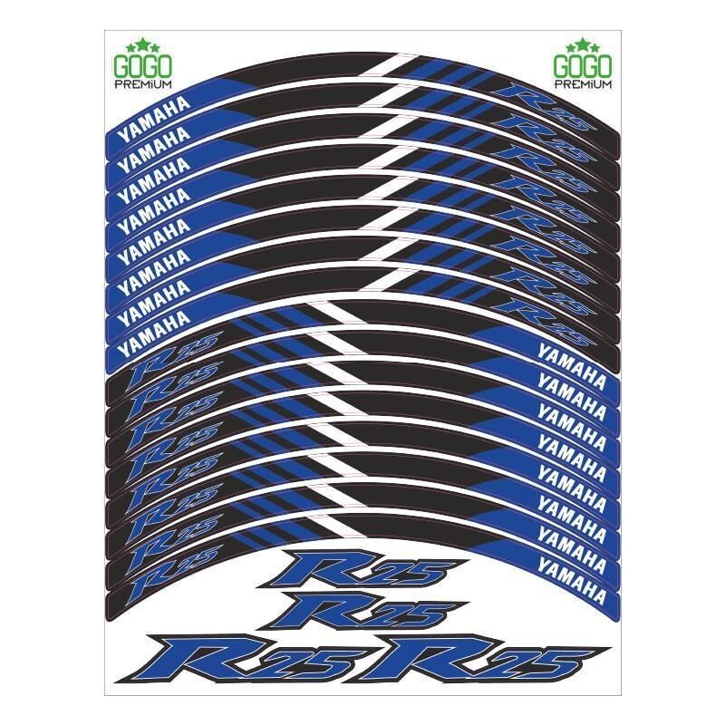 Yamaha Reflektör Mavi Baskı R25 Uyumlu 1 Set Jant Şeridi