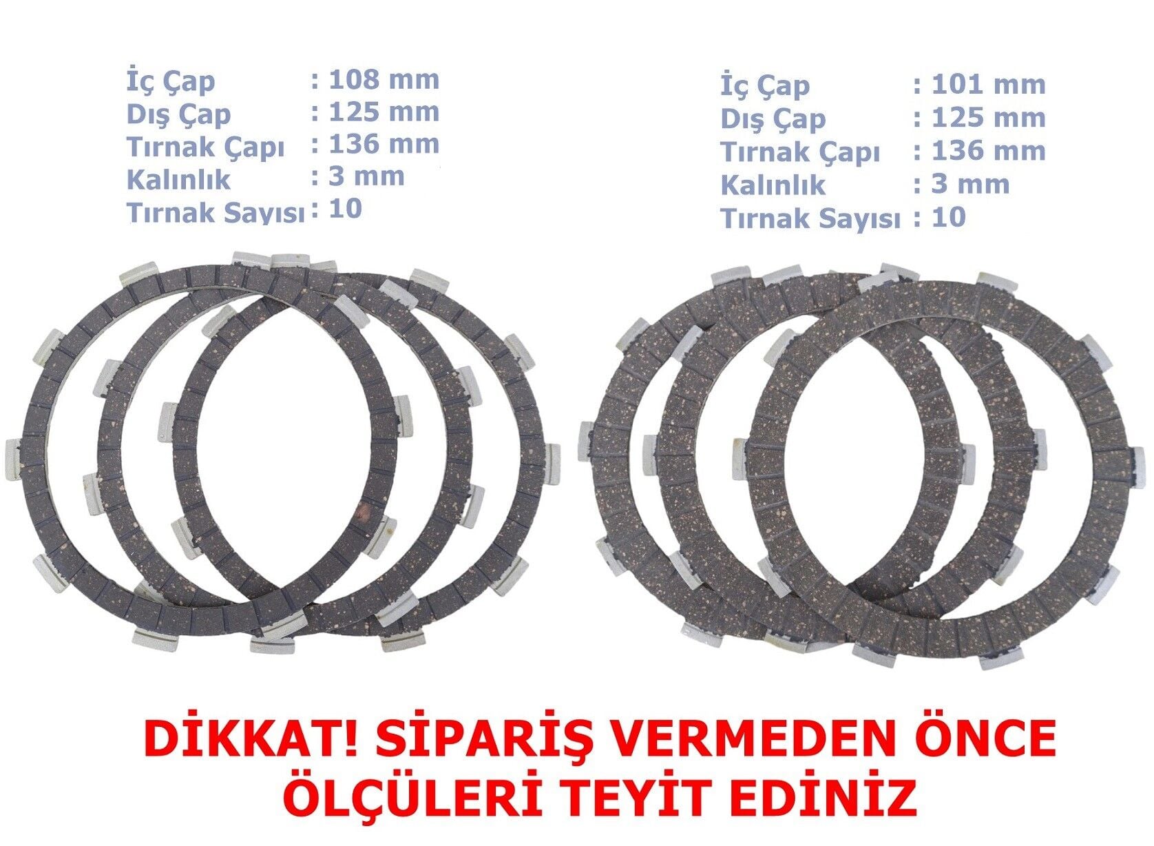 Cf Moto Nk250 Sr250 Sr450 Debriyaj Balatası 3+3 E5 (2022-....) A Kalite 10T 101/108-125-136 Mm