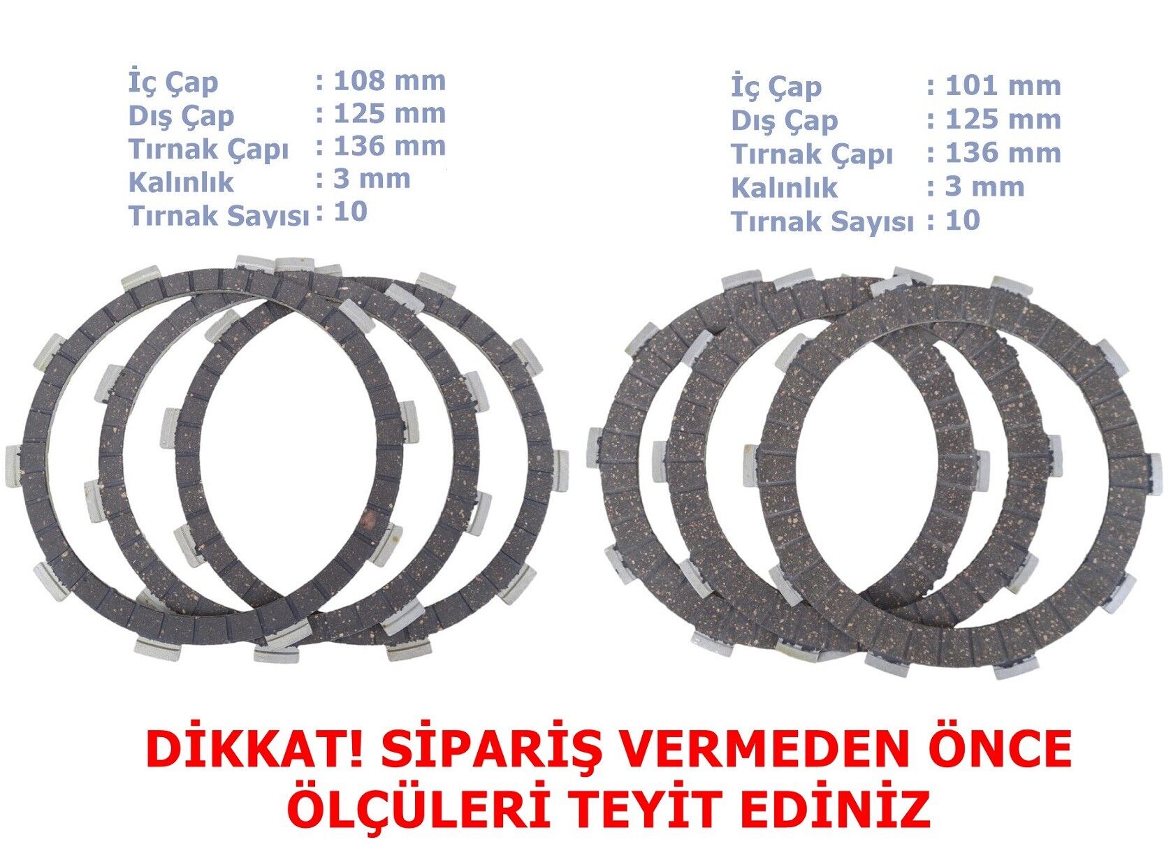 Cf Moto Nk250 Sr250 Sr450 Debriyaj Balatası 3+3 E5 (2022-....) A Kalite 10T 101/108-125-136 Mm