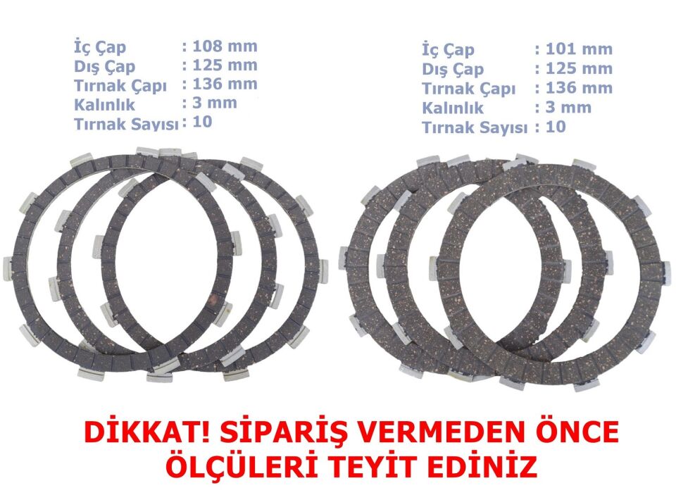Cf Moto Nk250 Sr250 Sr450 Debriyaj Balatası 3+3 E5 (2022-....) A Kalite 10T 101/108-125-136 Mm