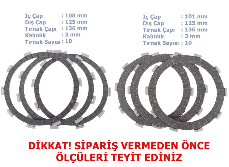 Cf Moto Nk250 Sr250 Sr450 Debriyaj Balatası 3+3 E5 (2022-....) A Kalite 10T 101/108-125-136 Mm