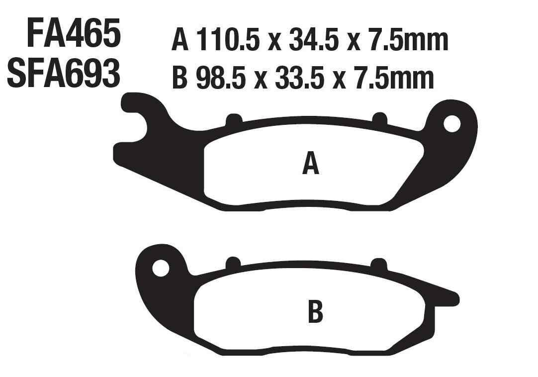 Honda Ön Fren Disk Balatası Gold Sfa693 Fa465 Crf 250L Uyumlu (13-21) 250 Rally (17-21) Takım