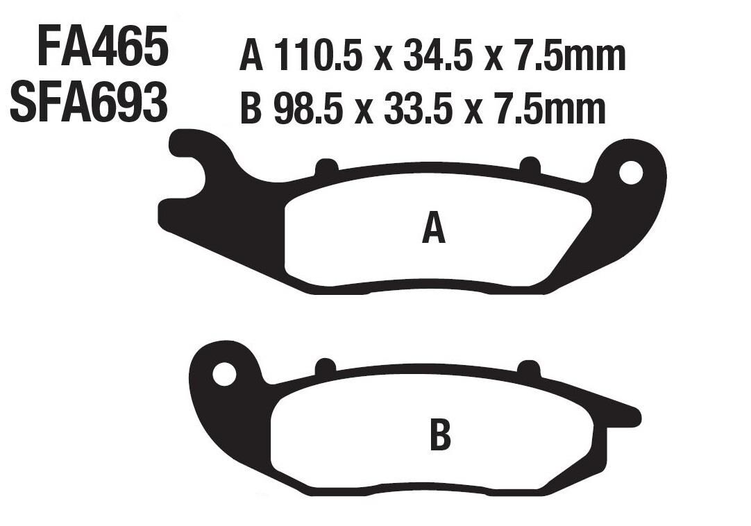 Honda Ön Fren Disk Balatası Gold Sfa693 Fa465 Crf 250L Uyumlu (13-21) 250 Rally (17-21) Takım