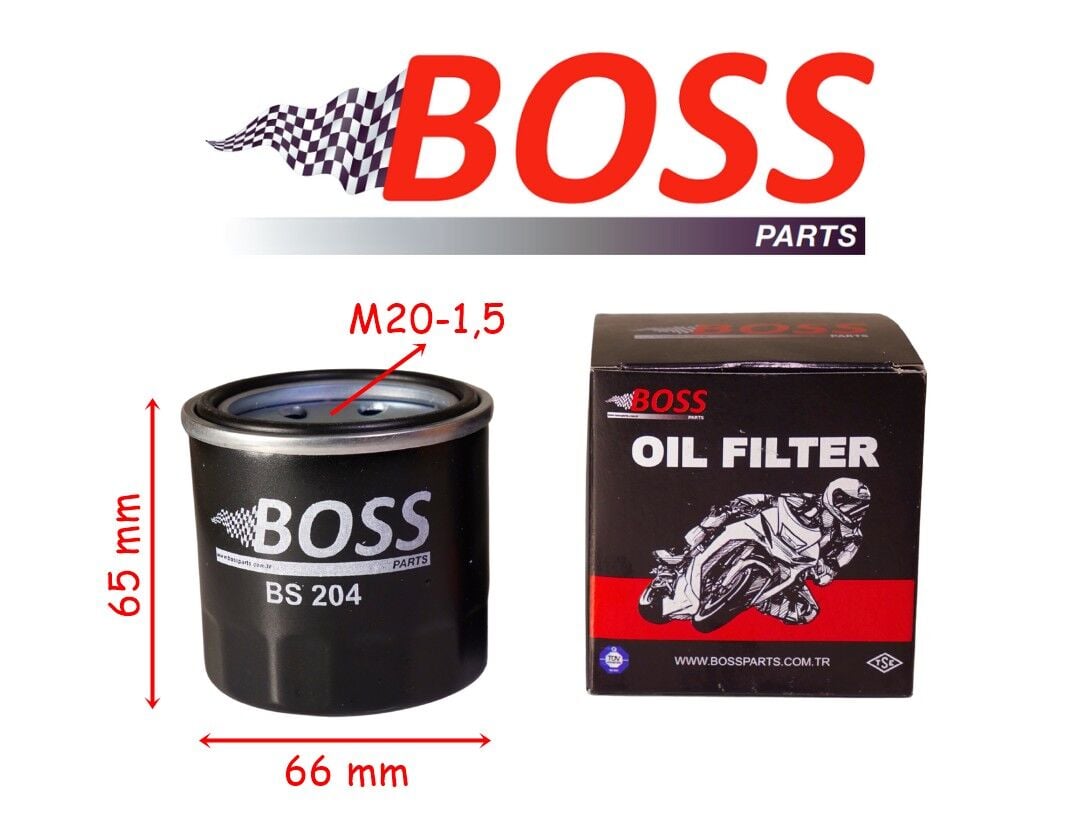 Yamaha Mt-25 R25 Mt-07 Mt-09 Yağ Filtresi Boss Bs204 (Hf204) 66-65-M20-1,5