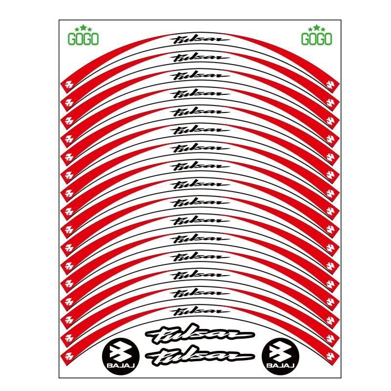 Bajaj Kırmızı Beyaz Pulsar Uyumlu Reflektörlü 1 Set Jant Şeridi