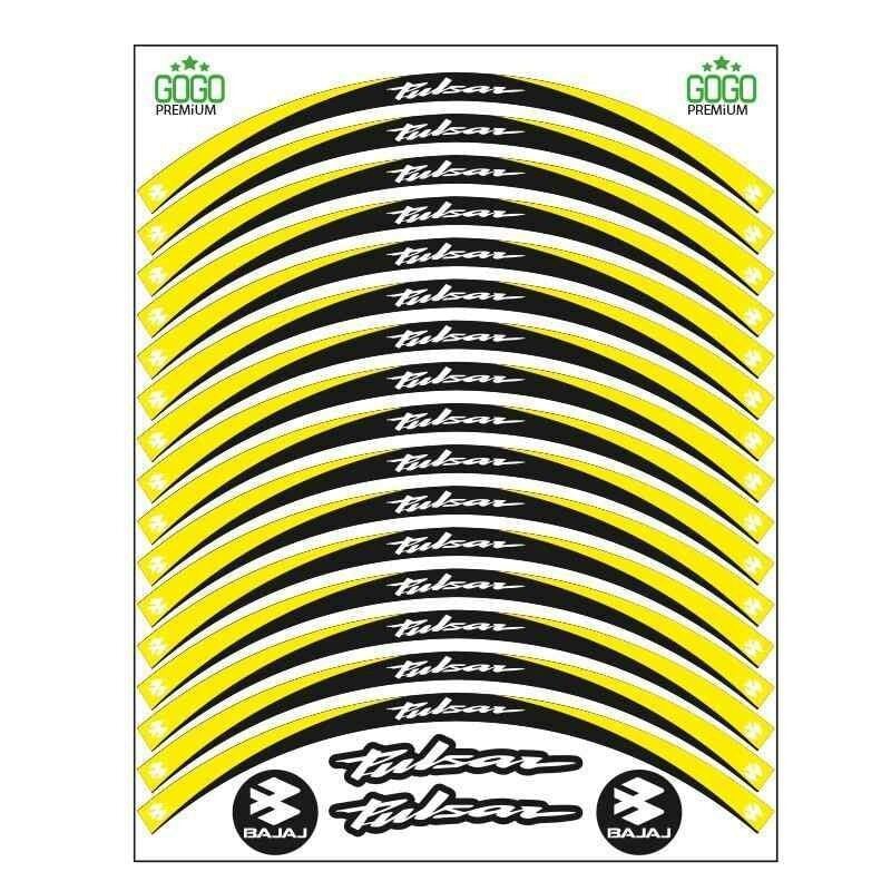 Bajaj Sarı Siyah Pulsar Uyumlu Reflektörlü 1 Set Jant Şeridi