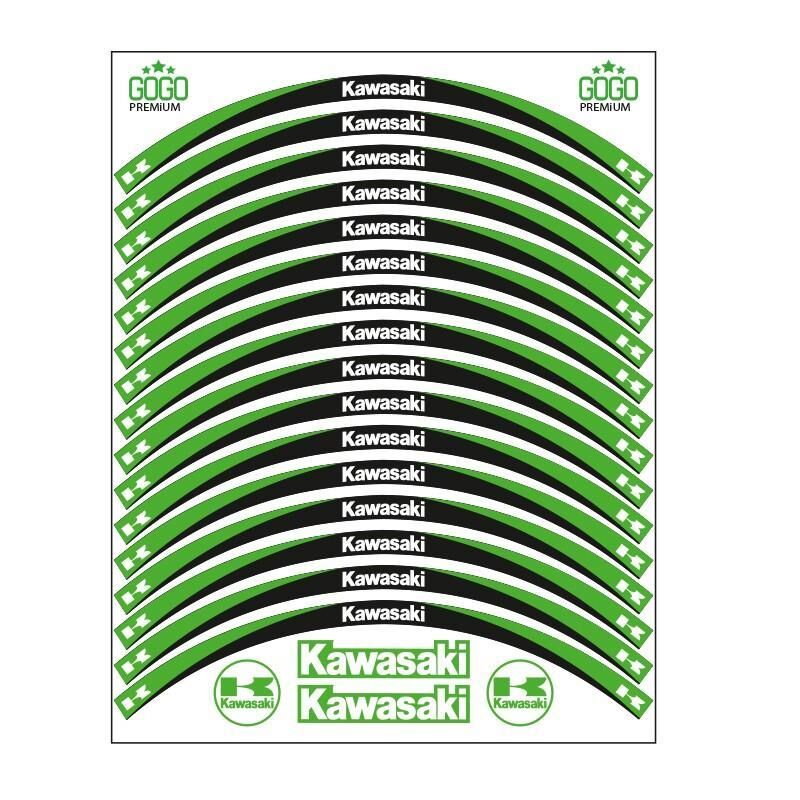 Skm Yeşil Siyah Kawasaki Uyumlu Reflektörlü 1 Set Jant Şeridi