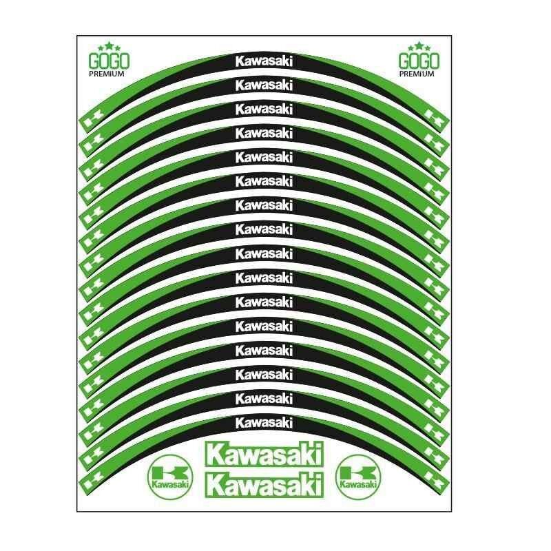 Skm Yeşil Siyah Kawasaki Uyumlu Reflektörlü 1 Set Jant Şeridi