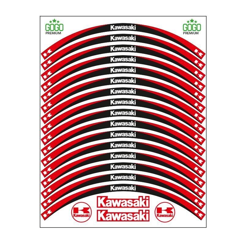 Skm Kırmızı Siyah Kawasaki Uyumlu Reflektörlü 1 Set Jant Şeridi