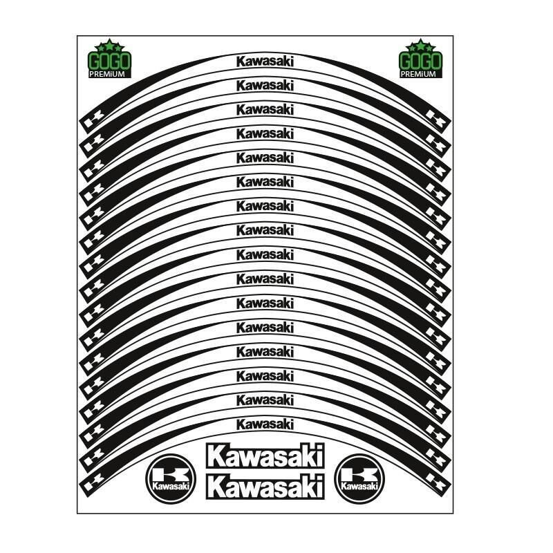 Skm Siyah Beyaz Kawasaki Uyumlu Reflektörlü 1 Set Jant Şeridi