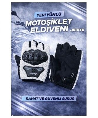 Eldiven Korumalı Parmaksız Peluşlu Beyaz L Beden