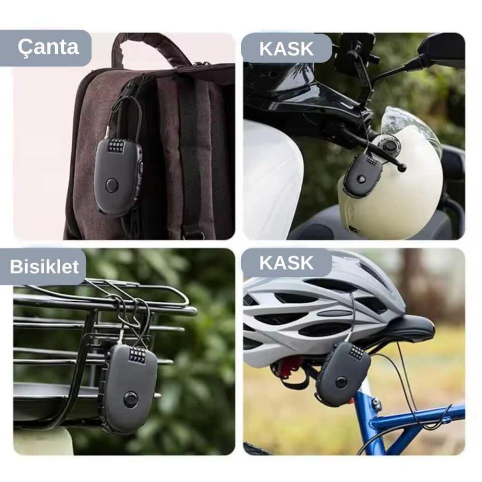 Knmaster Motosiklet Kaskı Kilidi + Karbon Çanta Hediyeli – Esnek Kablo Ve Üst Düzey Koruma