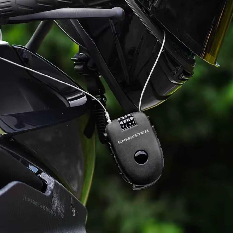Knmaster Motosiklet Kaskı Kilidi + Karbon Çanta Hediyeli – Esnek Kablo Ve Üst Düzey Koruma