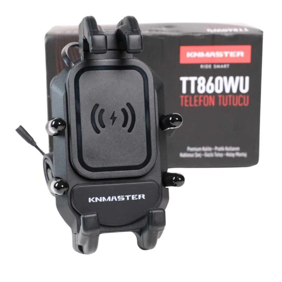 Knmaster Tt-860Wu Kablosuz Şarjlı Tüm Motosikletlere Uyumlu Telefon Tutucu