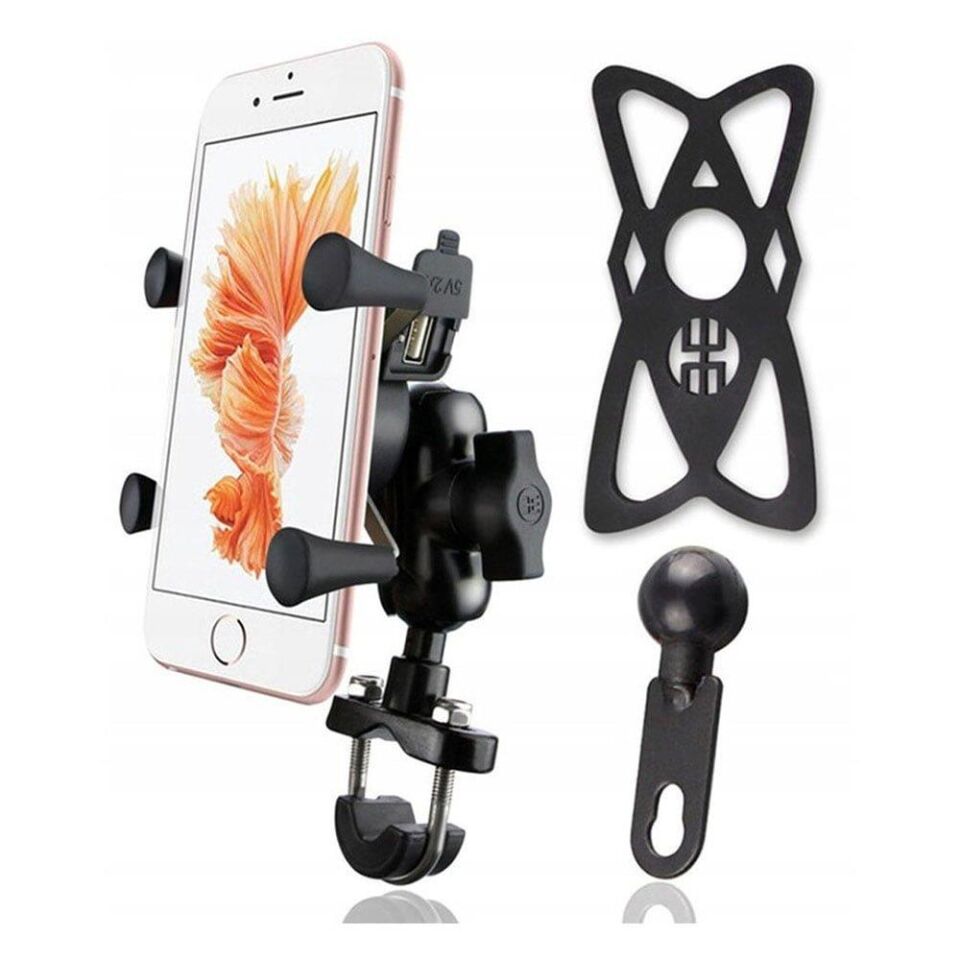 Knmaster X Serisi Motosiklet Ayna Ve Gidon Bağlantılı Usb Girişli Telefon Tutacağı