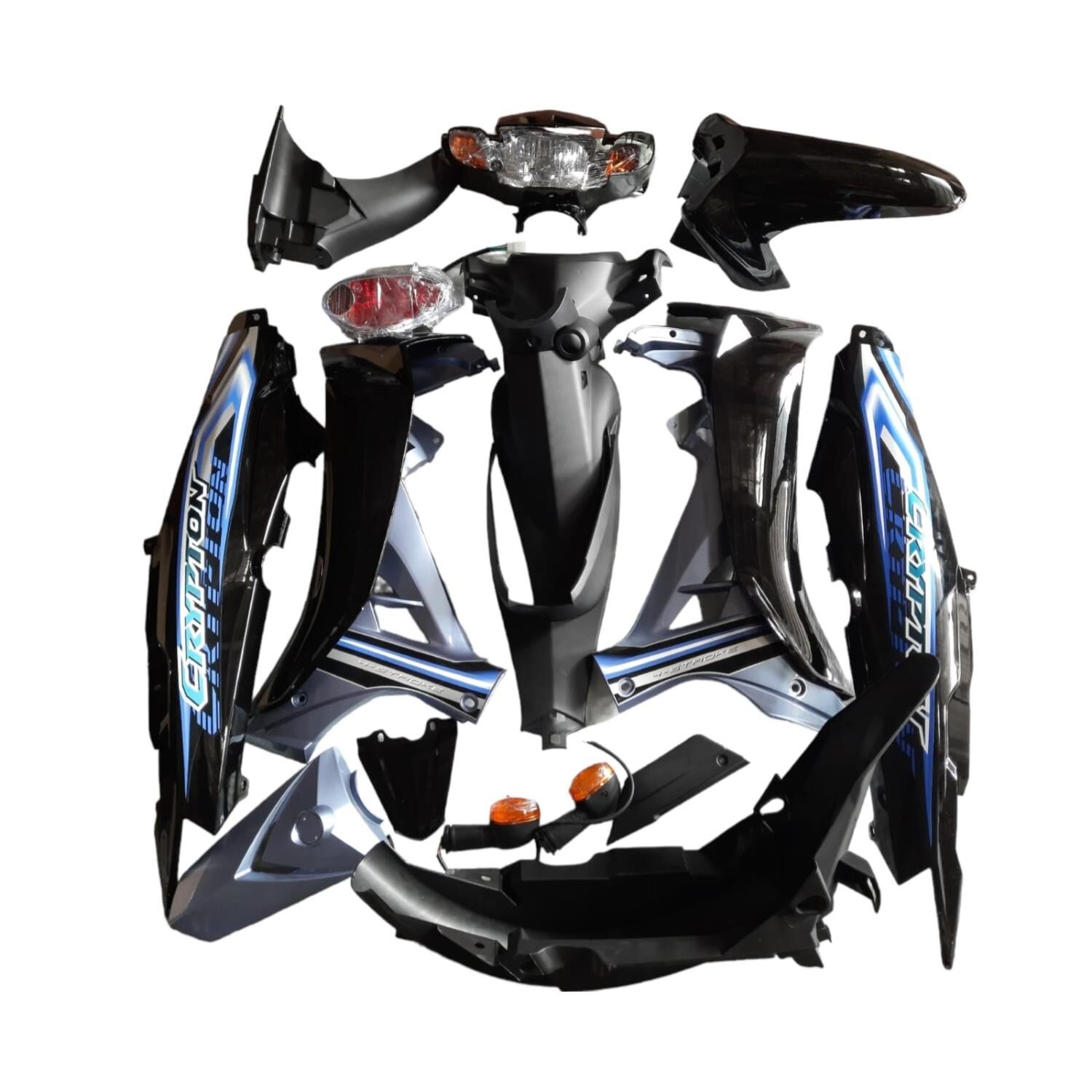 Crypton C8 Uyumlu Kaporta Seti Siyah 20 Parça Far Stop Dahil (2010-2014)