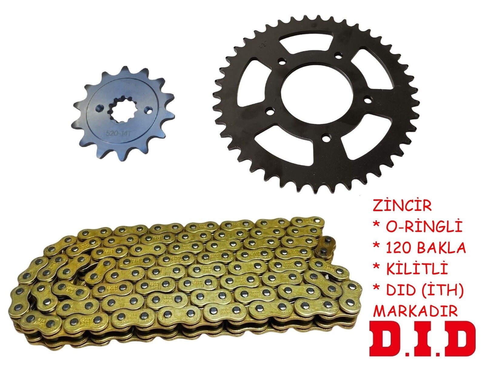Cf Moto Nk-Sr250 Ön-Arka Dişli Zincir Set O-Ringli 42-14T 520Hv 120L (Dıd)