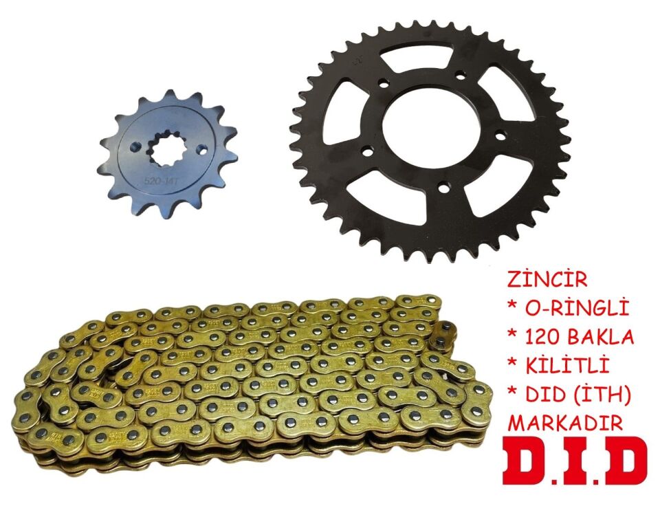 Cf Moto Nk-Sr250 Ön-Arka Dişli Zincir Set O-Ringli 42-14T 520Hv 120L (Dıd)